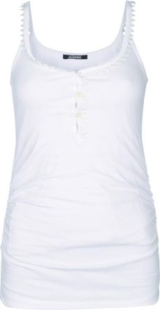 Jacquemus White Solid Scoop Neck Top