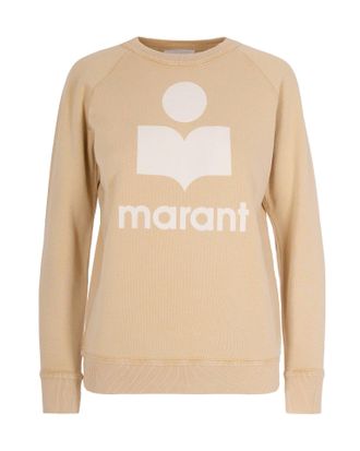 Isabel Marant Light Ochre Cotton Sweatshirt with Flocked Logo