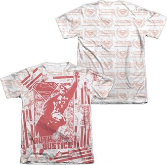 Gildan Superman Truth And Justice All Over (Front/Back Print) Adult 65/35 Poly/Cotton Short Sleeve Tee / T-Shirt