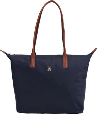 Tommy Hilfiger Womens Popette Large Tote Bag with Zipper, Space Blue, One Size