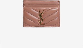 Saint Laurent Kleines weiches gestepptes Kartenetui Cassandre