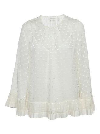 Zimmermann Geplooide top met stippen - Wit