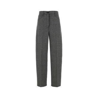 Prada Houndstooth Tailored Trousers - female - Prada - Tapered Trousers - Gray - L - Trousers