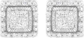 House of Brilliance 10K White Gold 1/2 Ct Invisible Princess Square Stud Earring at Nordstrom
