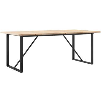 vidaXL Mesa De Comedor Marco O Madera Maciza Pino Acero 200x100x75,5cm Vidaxl
