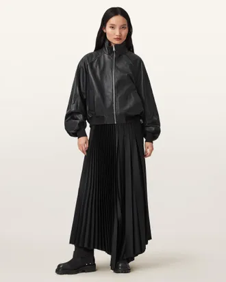 AllSaints Felda Leather Bomber Jacket