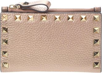Valentino Rockstud Grainy Leather Card Holder