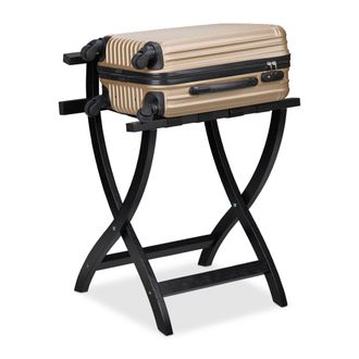 Relaxdays Relaxdays - Soporte Para Maletas, Plegable, Protecci&oacute;n De Pared, Madera De Pino, 75x60x41 Cm, Portamaletas Hotel, Negro