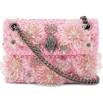 Kurt Geiger Mini Kensington Raffia Convertible Shoulder Bag in Pink at Nordstrom