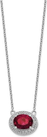 Diamond2Deal 14k White Gold 1/5 Ct Lab Grown Diamond and Created Ruby Pendant Necklace