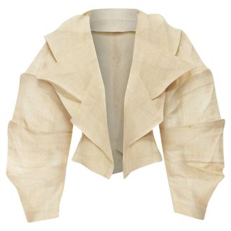 Issey Miyake 1991 Vintage Runway Dinosaur architectural pleated linen jacket XL