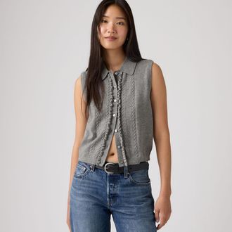Levi's Supersoft Mini Ruffle Vest Top - Womens - XS - Grey