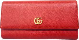 Gucci Red Color Leather Long Wallet (Bi-Fold) (Pre-Owned)