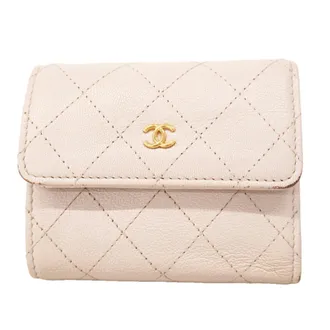 Chanel Pink Leather Wallet (Tri-Fold) (Pre-Owned)