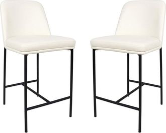 Manhattan Comfort Set Of 2 Loft Metal Vegan Leather Counter Stools