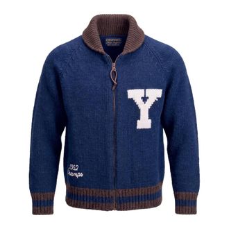CHESAPEAKE'S Yankees Champ Wool Stadium Zip - Heren - Truien - Blauw - Maat: M Wol
