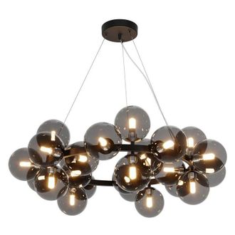 Maytoni Lampadario Contemporaneo Dallas Metallo Nero 25 Luci Diffusori Vetro Specchiato