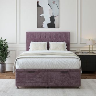 Bedmaster Luxury Velvet Ottoman Divan Base & Button Headboard in Mauve | Size: Single