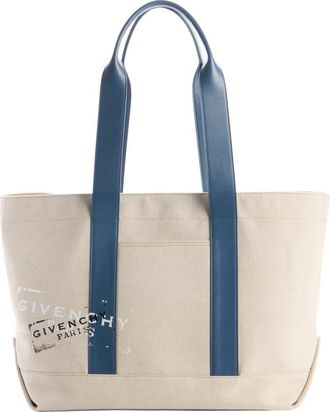 Givenchy Large Canvas & Leather Tote in Beige/Blue at Nordstrom
