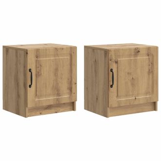 vidaXL Armario De Noche 2 Pcs Roble Artesanal 43 X 34,5 X 47 Cm Vidaxl