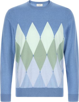 Ballantyne Blue Cotton Mens Cardigan
