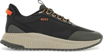 HUGO BOSS Urban Ademende Sneakers met Oranje Details - Heren - Sneakers - Grijs - 44 EU - Schoenen
