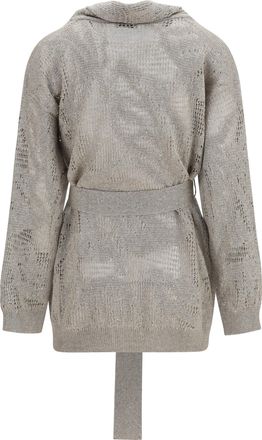 Brunello Cucinelli Womens Cotton And Linen Cardigan Beige Freddo Linen; Sweater