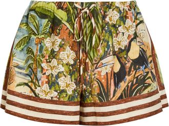 Alemais Alemais Toucan Tango Printed Linen Shorts - Multicoloured - 10 (UK10 / S)