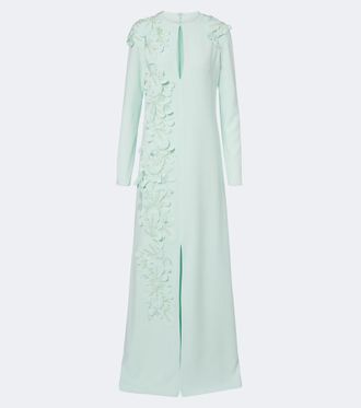 Costarellos Verana embellished floral-appliqu&eacute; cr&ecirc;pe gown