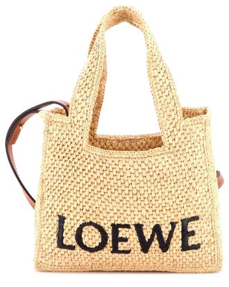 Loewe Paulas Ibiza Logo Convertible Tote Raffia Mini (Authentic Pre-Loved)