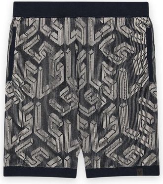 Lyle & Scott Geribbelde Gebreide Short met Embleem - Heren - Korte Broeken - Blauw - S - Korte Broeken