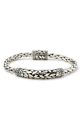Samuel B. 18K Yellow Gold & Sterling Silver Leaf Filigree Bar Woven Bracelet in Silver And Gold at Nordstrom Rack