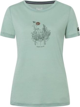 super.natural Flowerhands Tee Merinoshirt f&uuml;r Damen | light jade / copper