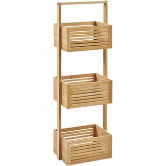 Beliani Beliani - Estanter&iacute;a De Ba&ntilde;o Baja 3 Estantes Almacenaje De Ba&ntilde;o Bamb&uacute; Madera Clara Waverly