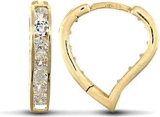 Jewelco London 9ct Gold CZ Love Huggie Earrings - JER716