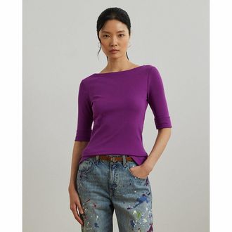 Ralph Lauren T-shirt met boothals en korte mouwen