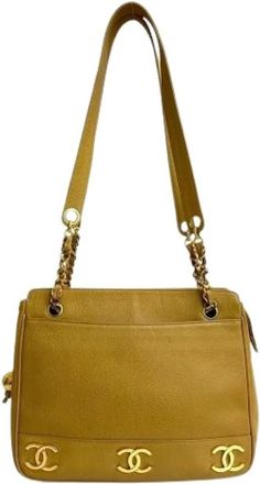 Chanel Pre-owned Shoulder Bags, female, Beige, Size: ONE SIZE Pre-owned Leather Shoulder Bag