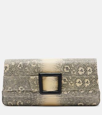 Manolo Blahnik Maygot snake-effect leather clutch