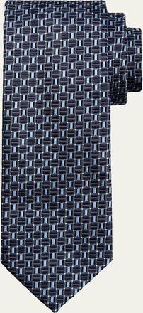 Brioni Mens Geometric Square Jacquard Silk Tie