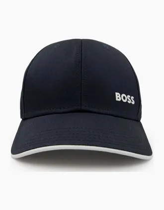 HUGO BOSS Mens Hugo Boss Logo-print Cap In Cotton Twill Navy 402 - Black - Size: OS