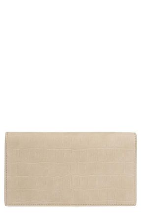 Vince Continental Croc Embossed Nubuck Leather Wallet in Marzipan at Nordstrom
