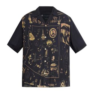 AllSaints Pacify Short Sleeve Shirt - Heren - Korte mouwen Overhemden - Blauw - XL - Overhemden