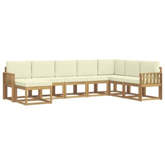 vidaXL Conjunto De Sof&aacute;s De Exterior Con Coj&iacute;n 8 Pcs Blanco Y Crema Vidaxl