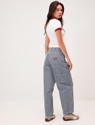 Dickies Womens Loose striped carpenter pant