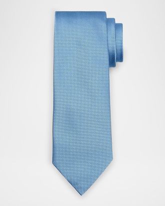 Ermenegildo Zegna Mens Tonal Micro-Grid Tie