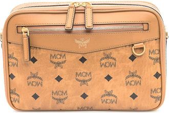 MCM Mcm Diamond Vi Crossbody Bag In Visetos Cognac
