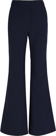 Veronica Beard Arden Flared-leg Jersey Trousers - Navy - 12 (UK16 / XL)