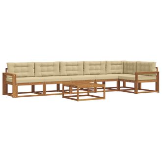 vidaXL Conjunto De Sof&aacute;s De Exterior Con Coj&iacute;n 7 Pcs Natural Y Beige Vidaxl