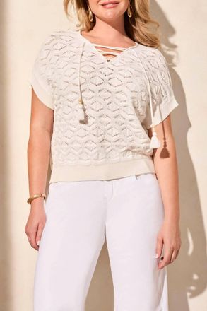 Tribal Lace Up Sweater In White