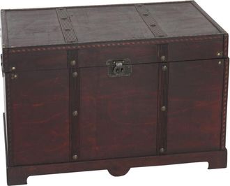 Hhg Baule forziere Valencia decorativo legno bordi quadrati 38x67x39cm versione xl